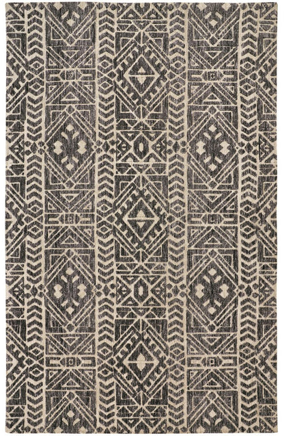 10 x 13 Gray Black & Ivory Striped Stain Resistant Rug