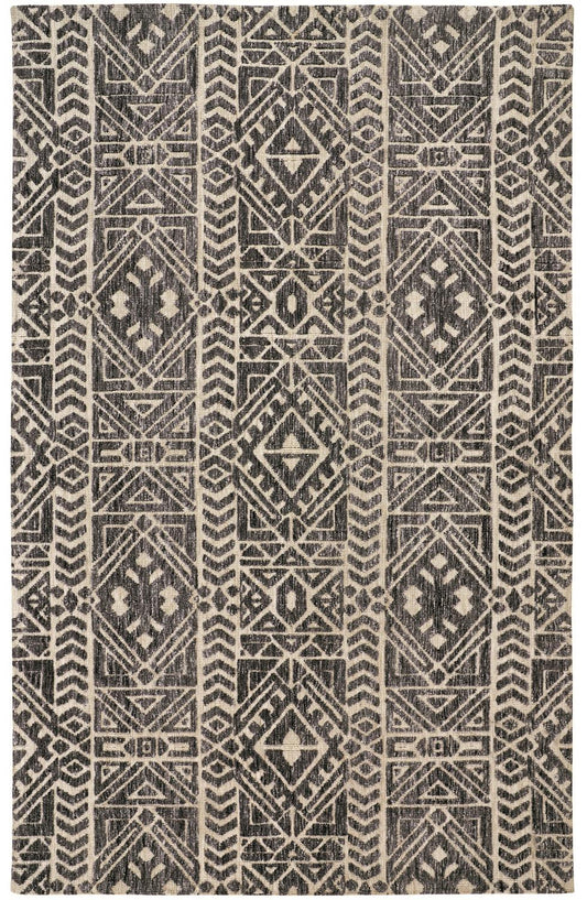10 x 13 Gray Black & Ivory Striped Stain Resistant Rug