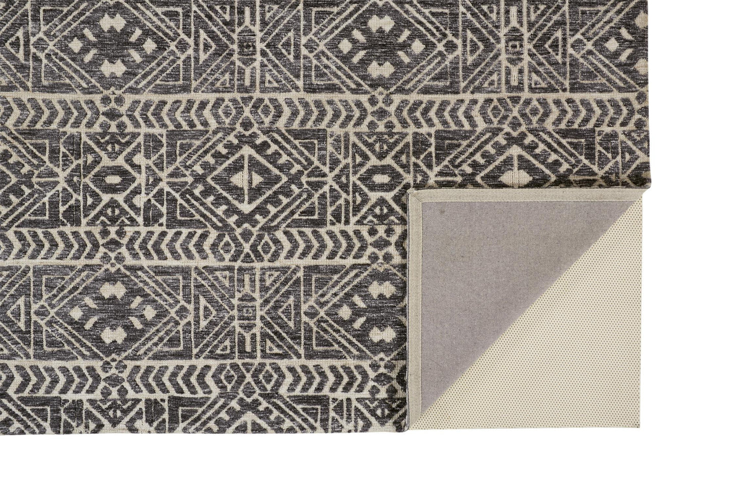 10 x 13 Gray Black & Ivory Striped Stain Resistant Rug