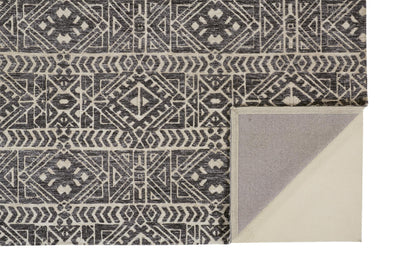 10 x 13 Gray Black & Ivory Striped Stain Resistant Rug