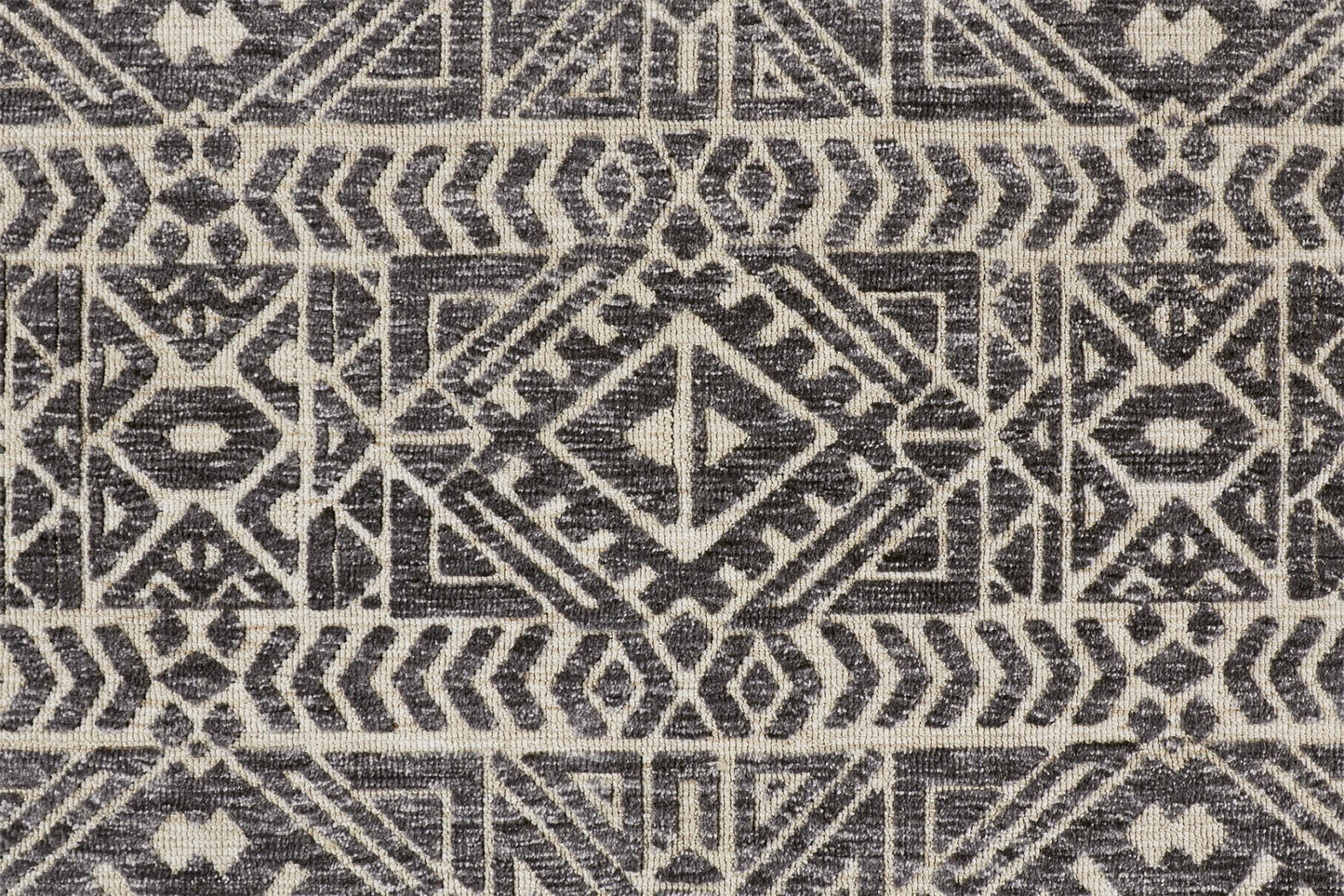 10 x 13 Gray Black & Ivory Striped Stain Resistant Rug