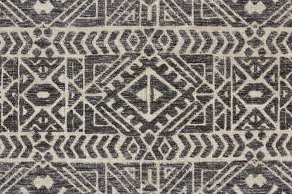 10 x 13 Gray Black & Ivory Striped Stain Resistant Rug