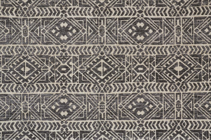 10 x 13 Gray Black & Ivory Striped Stain Resistant Rug