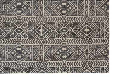 10 x 13 Gray Black & Ivory Striped Stain Resistant Rug