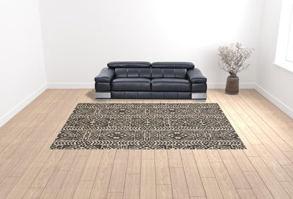 10 x 13 Gray Black & Ivory Striped Stain Resistant Rug