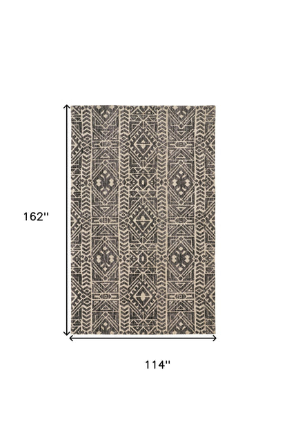 10 x 13 Gray Black & Ivory Striped Stain Resistant Rug