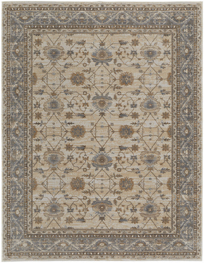 9 x 12 Tan Ivory & Gray Power Loom Rug