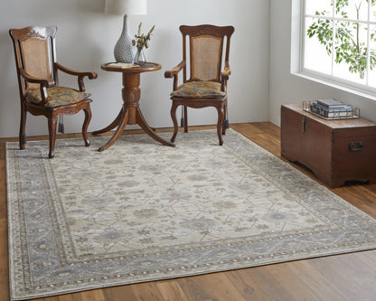 9 x 12 Tan Ivory & Gray Power Loom Rug
