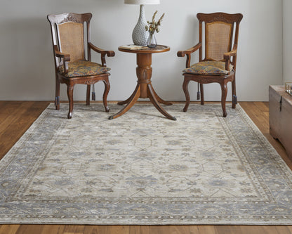 9 x 12 Tan Ivory & Gray Power Loom Rug