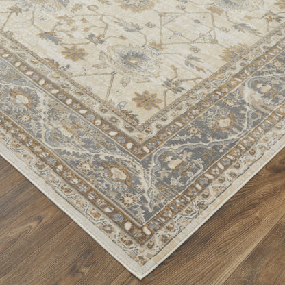 9 x 12 Tan Ivory & Gray Power Loom Rug