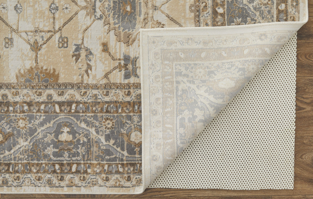 9 x 12 Tan Ivory & Gray Power Loom Rug