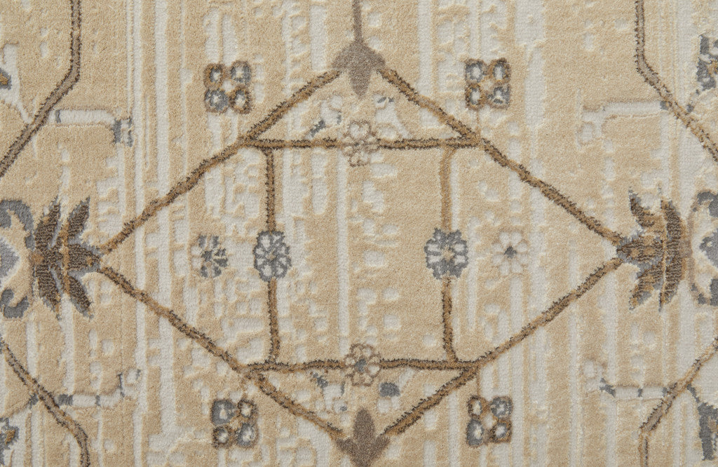 9 x 12 Tan Ivory & Gray Power Loom Rug