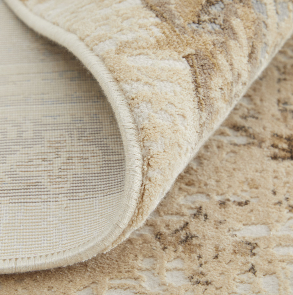9 x 12 Tan Brown & Gray Power Loom Distressed Rug