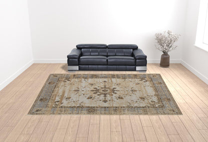 12 x 15 Tan Brown & Gray Power Loom Distressed Rug
