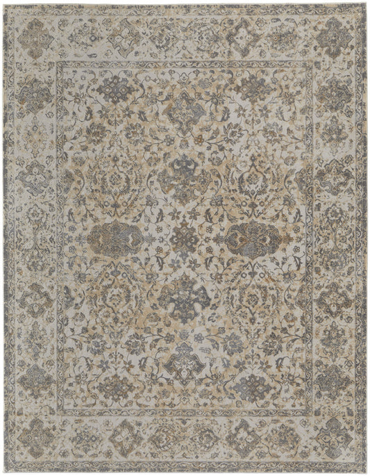 9 x 12 Ivory Tan & Gray Power Loom Rug