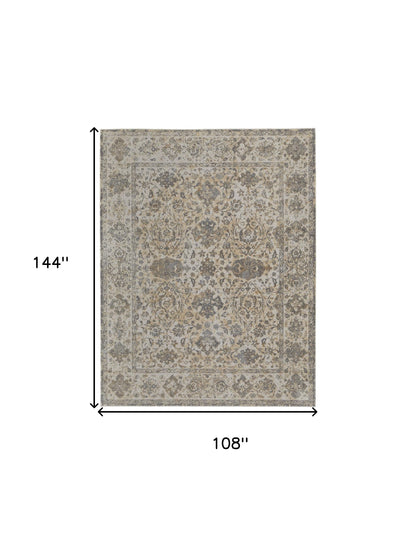 9 x 12 Ivory Tan & Gray Power Loom Rug
