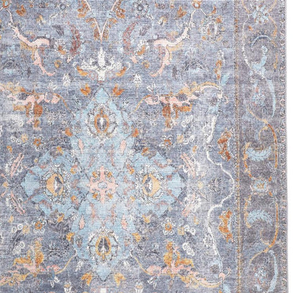 9 x 12 Blue Gray & Orange Floral Rug
