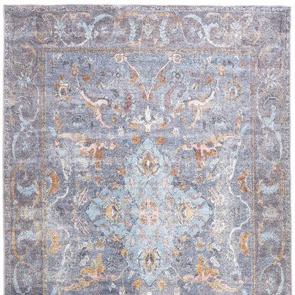 9 x 12 Blue Gray & Orange Floral Rug