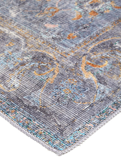 9 x 12 Blue Gray & Orange Floral Rug