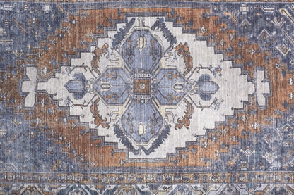 9 x 12 Blue Ivory & Brown Floral Rug