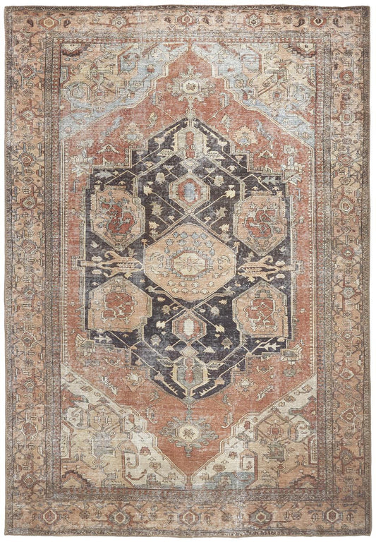 9 x 12 Orange Brown & Taupe Rug