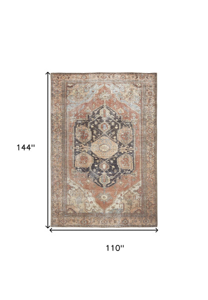 9 x 12 Orange Brown & Taupe Rug