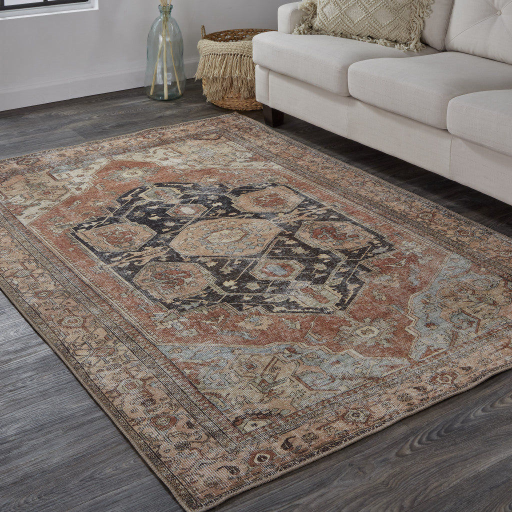 9 x 12 Orange Brown & Taupe Rug