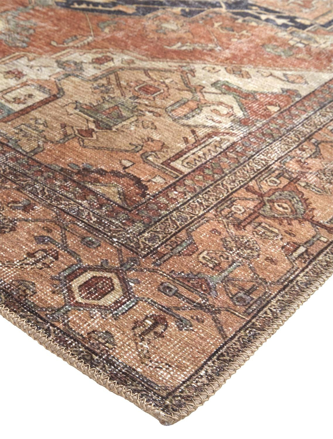 9 x 12 Orange Brown & Taupe Rug