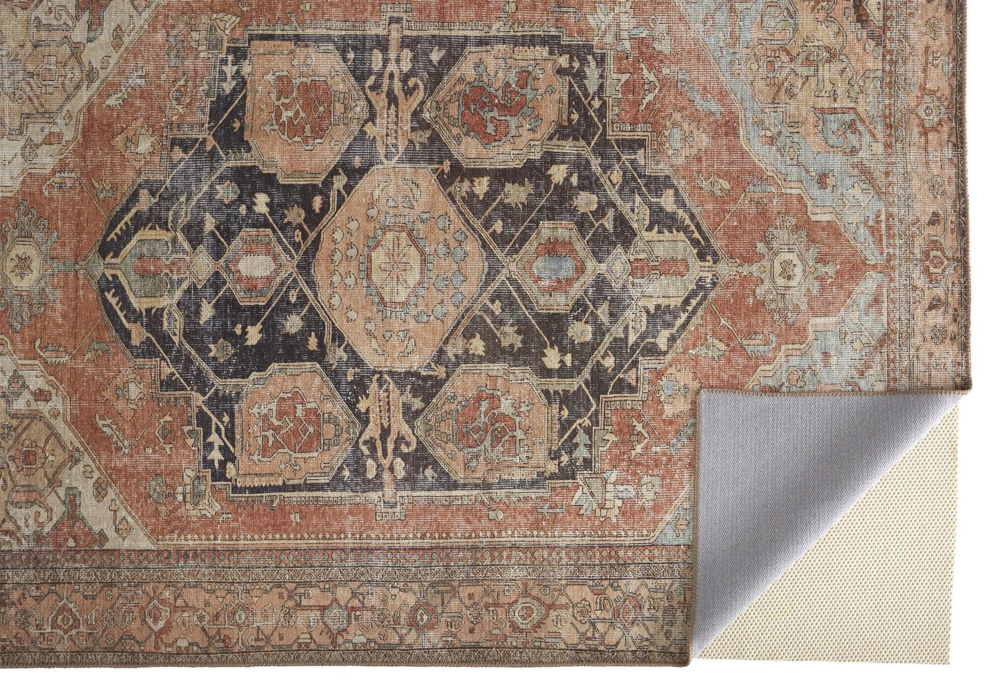 9 x 12 Orange Brown & Taupe Rug