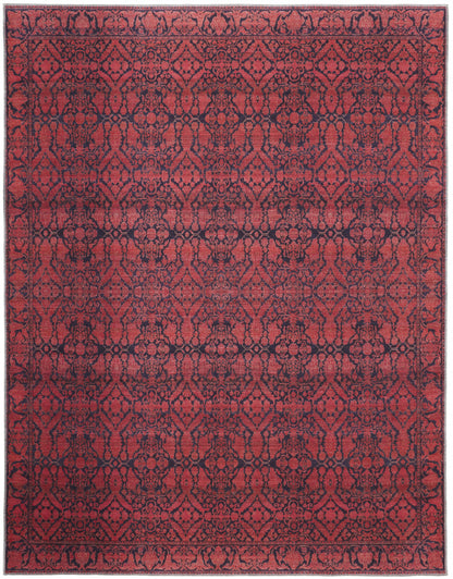 9 x 12 Red & Black Floral Power Loom Rug