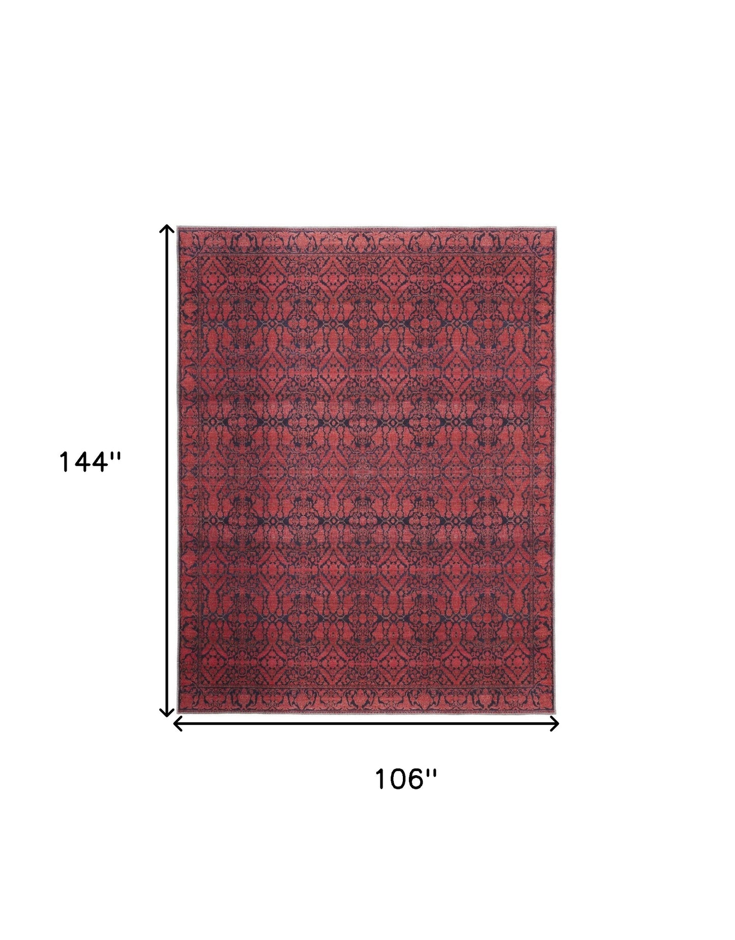 9 x 12 Red & Black Floral Power Loom Rug