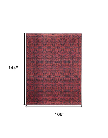 9 x 12 Red & Black Floral Power Loom Rug