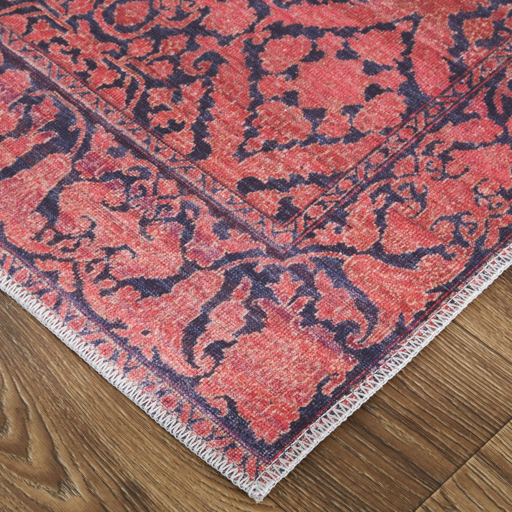 9 x 12 Red & Black Floral Power Loom Rug