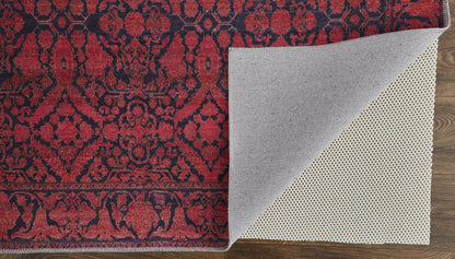 9 x 12 Red & Black Floral Power Loom Rug