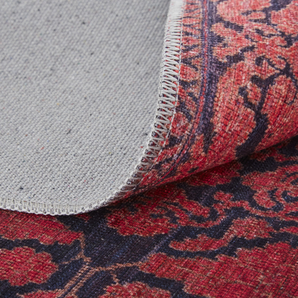9 x 12 Red & Black Floral Power Loom Rug