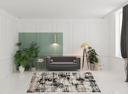 8 x 10 Black White & Gray Rug