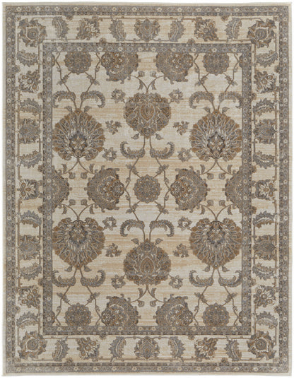 8 x 10 Tan Ivory & Brown Power Loom Rug