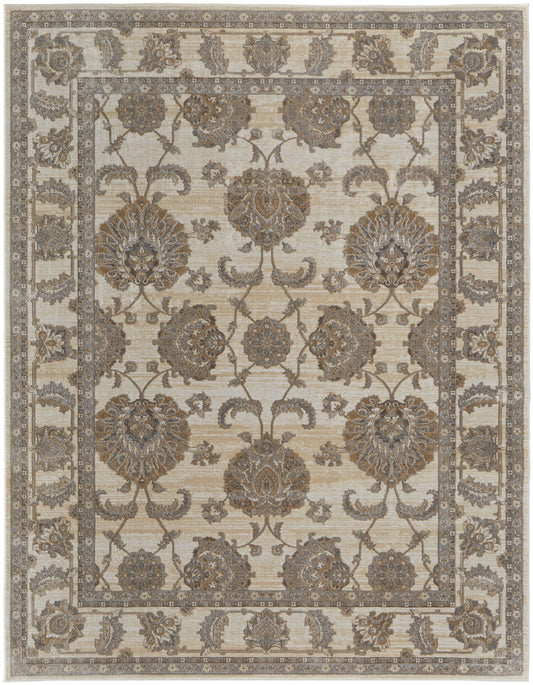 8 x 10 Tan Ivory & Brown Power Loom Rug