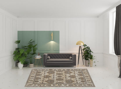8 x 10 Tan Ivory & Brown Power Loom Rug