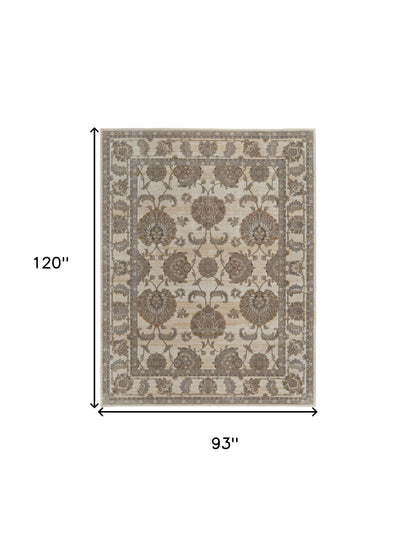 8 x 10 Tan Ivory & Brown Power Loom Rug