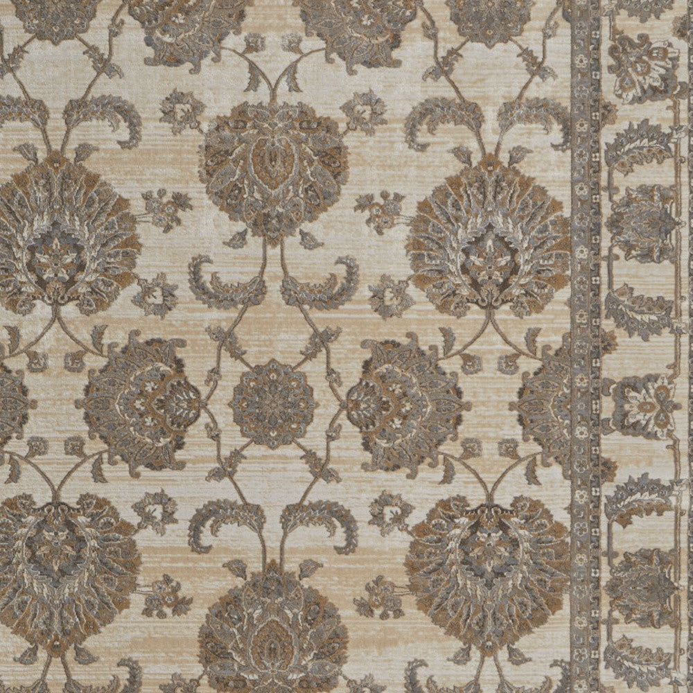 8 x 10 Tan Ivory & Brown Power Loom Rug