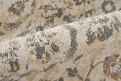 8 x 10 Ivory Tan & Gray Power Loom Rug