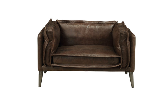 Brown & Black Top Grain Leather Chair and a Half