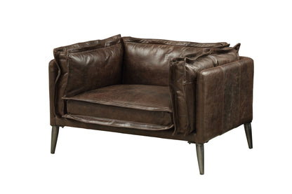 Brown & Black Top Grain Leather Chair and a Half
