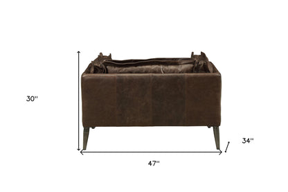 Brown & Black Top Grain Leather Chair and a Half