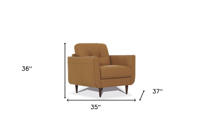 Camel Genuine Leather Arm Chair