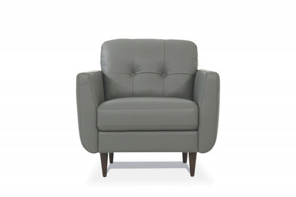 Gray Genuine Leather Arm Chair