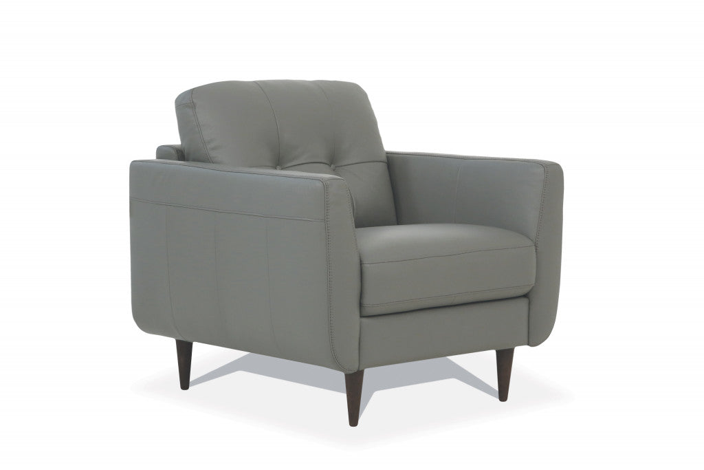 Gray Genuine Leather Arm Chair