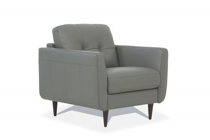 Gray Genuine Leather Arm Chair