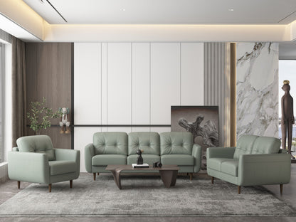 Gray Genuine Leather Arm Chair